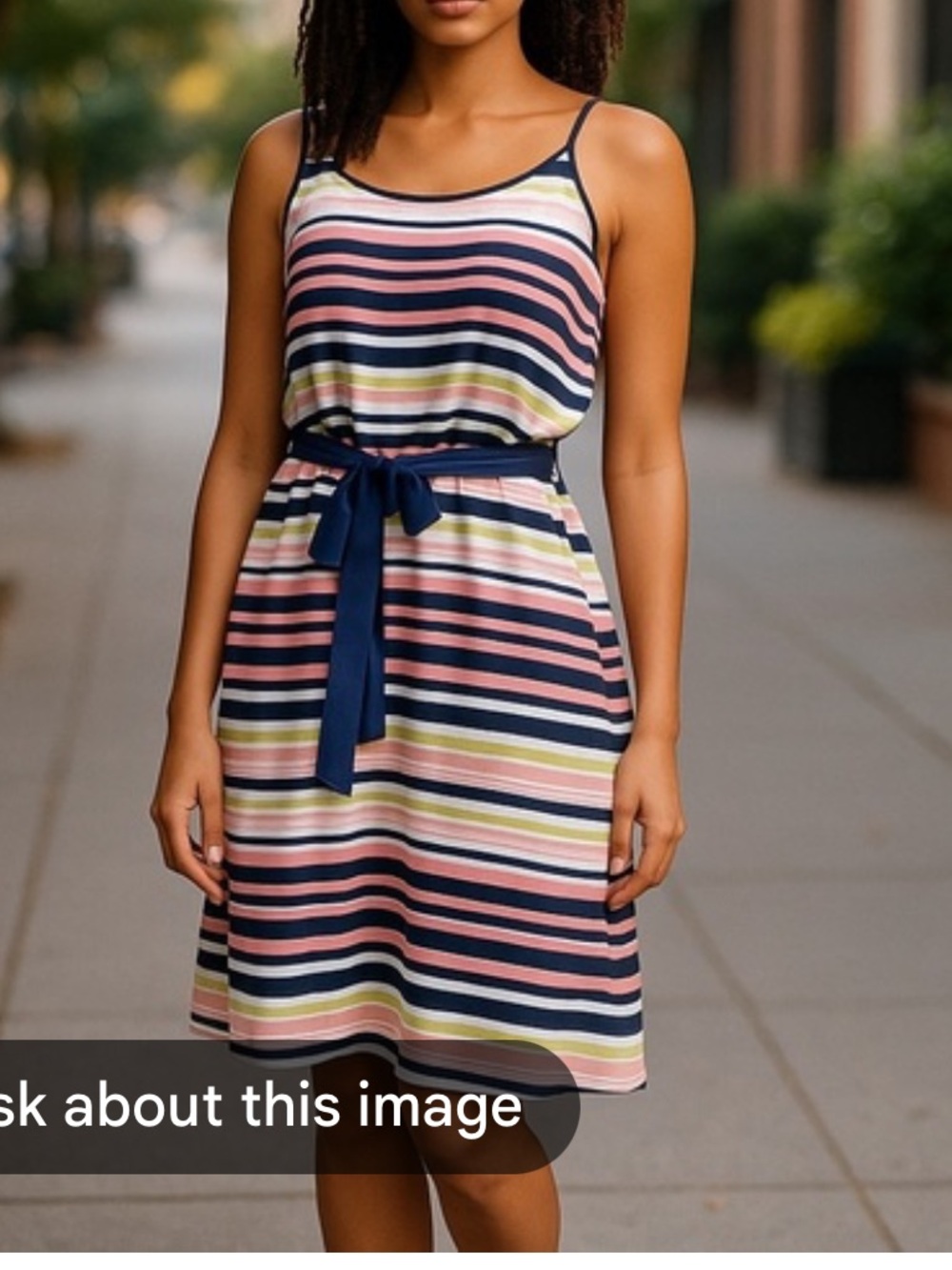 The Limited Navy, Peach & Cream Striped Belted Sundress